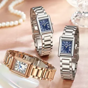 Valentine's Day Gift: Light Luxury Square Women's Watch Ultra-Thin Steel Band Wristwatch for Parties & Evening Events Vintage Style in Beautiful Gift Box