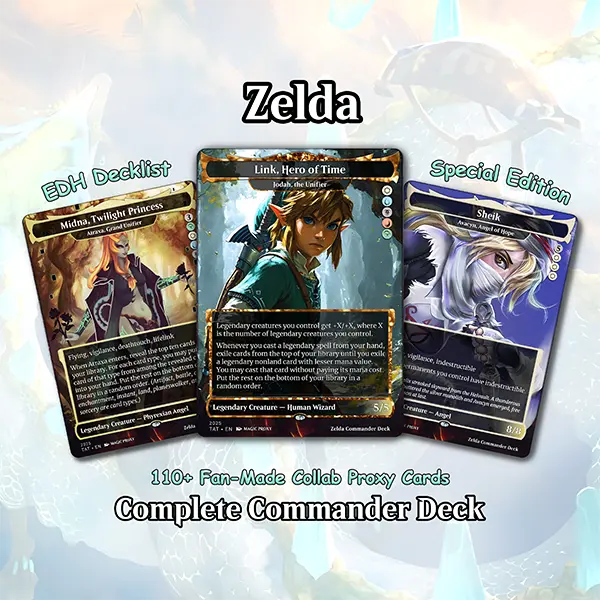 Saviors of Hyrule Commander Deck Proxy | Zelda Inspired EDH Deck | 5 Color Legendary Commander | 100 Cards