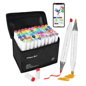 60 Colors Alcohol Markers Brush Tip with Free App, Chen Rui Dual Chisel & Brush Tips Alcohol Based Markers for Adults Coloring, Alcohol Brush Pens for Drawing, Painting, Illustration, Sketching