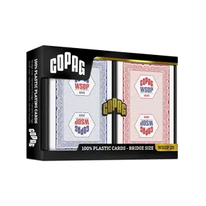 Copag WSOP 2025 Traditional 100% Plastic Playing Cards – Bridge Size Regular Index (Red/Blue Double Deck Set)