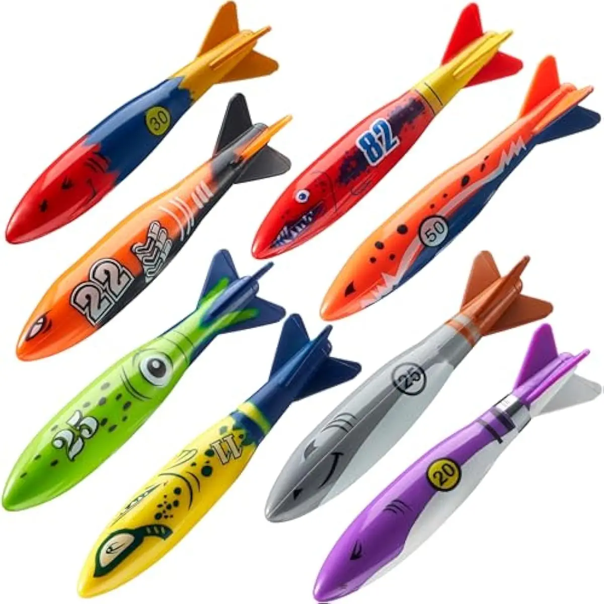 8 Pack Pool Toys, Shark Underwater Diving Toys, Colorful Swimming Toy Sinking Throwing for Kids Gifts Summer Swim Dive Training Water Fun Pool Games(Sharks)