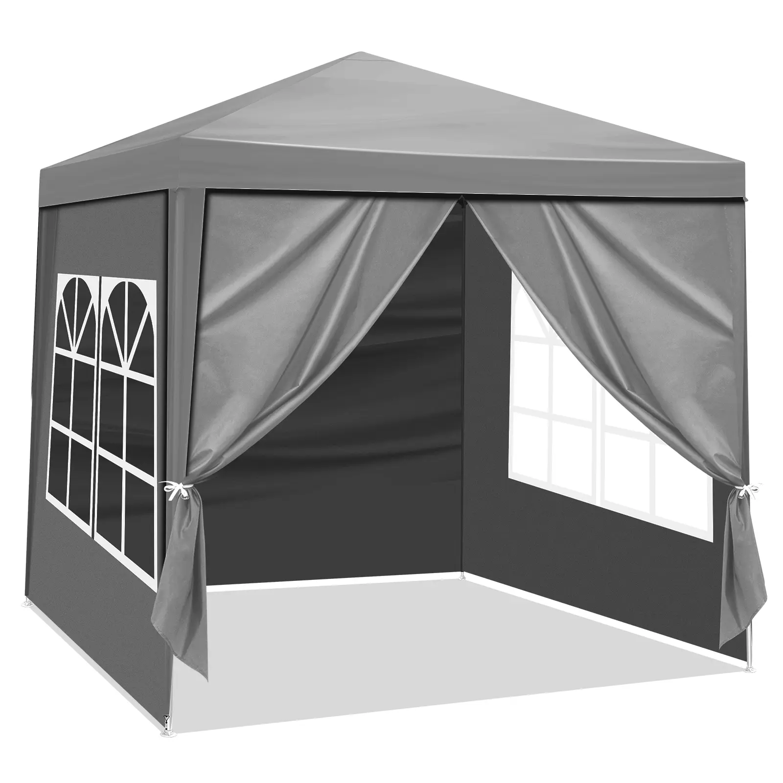 6.5x6.5x8.3ft Square Iron Sports Outdoor Shade Shelter, Lightweight 4-Sided PE Fabric Portable Party Tent, Foldable Camping Canopy with Carry Bag for BBQ, Lightweight Canopy, Foldable Canopy