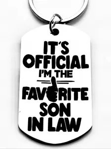 Stainless Steel Keychain, It's Official I'm The Favorite Son in Law Keychain, Fashion Accessories for Men & Women, Gift for Son in Law, Stylish Keychain