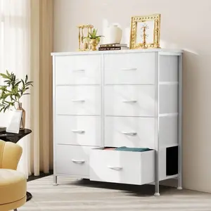 Dresser For Bedroom, Dressers & Chests Of Drawers Dresser Organizer, Wood Top Table Furniture With 8 Fabric Storage Tower Unit, Chest Of Drawers For Closet, Living Room, Hallway, Porch multiple