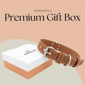 Genuine Real Leather Dog Collar for Medium Dogs - TAN