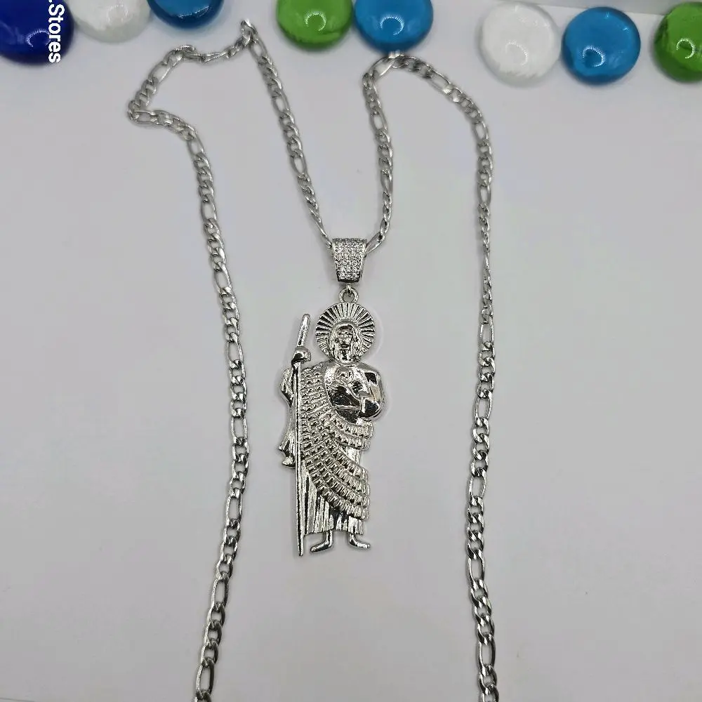 Saint Jude plated pendant  necklace 24"inches stainless steel religious style