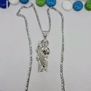 Saint Jude plated pendant  necklace 24"inches stainless steel religious style