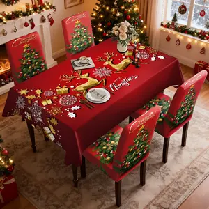 Christmas table and chair decoration, exquisite Christmas tree decoration with red socks, gold balls and snowflakes, easy to disassemble, suitable for restaurant and hotel chair decoration, perfect Christmas gift