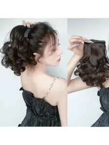 Women's Curly Ponytail Wig with Big Waves, Tie-on Style, Short Matte High-Temperature Silk Ponytail Braid