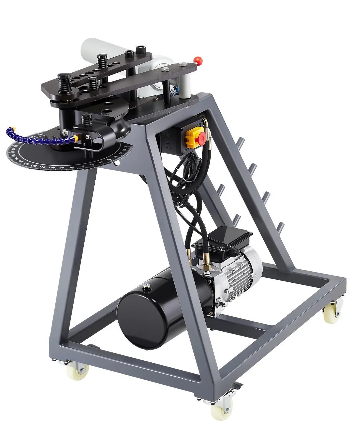 VEVOR 1HP 750W Electric Pipe Bender, 6L Hydraulic Cylinder, 45# Steel 5mm Movable Model, 3 Bending Dies, Max 180° Angle, Caster Wheels for Easy Movement, Fits 1"-1 1/2"-1 3/4" Pipes, Efficient for Construction Sites & Automobile Maintenance,toolupgrade