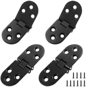 4Pcs Heavy Duty Folding Table Hinges, Black Sewing Machine Flip Top Hinge Zinc Alloy Butler Tray Hinge with Mounting Screws for Drop Front Desk Drawer, Doors (3.1 x 1.2inch)