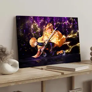 Zenitsu Agatsuma Poster, Demon Slayer Art Print, Character Art, Modern Wall Decor, High-Quality Canvas & Solid Wood Frame, Ideal Gift Idea