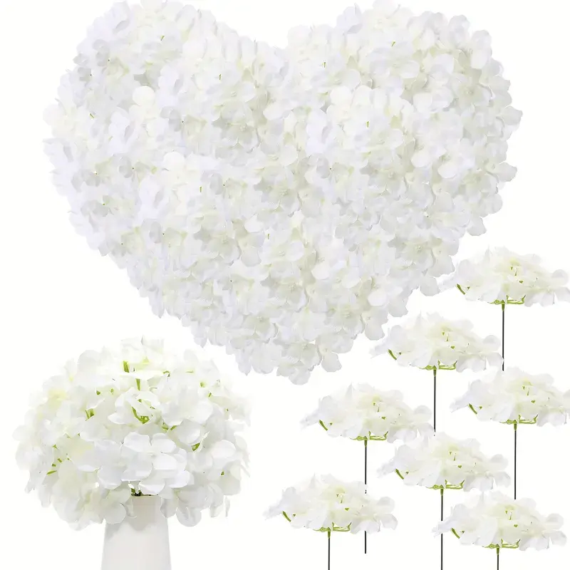 100-Piece Realistic Look Artificial White Hydrangea Floral Stems with Decorative Fruit, Indoor/Outdoor Faux Flowers for Wedding Bouquets, Home Decor, Party, Decorative Flowers