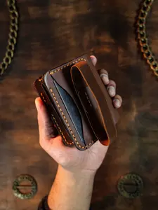 Hand Stitched Leather Wallet Hand Waxed Burnished Edges Bifold Style Elastic Closure Valentines Gift Birthday Gift Anniversary Gift for Men