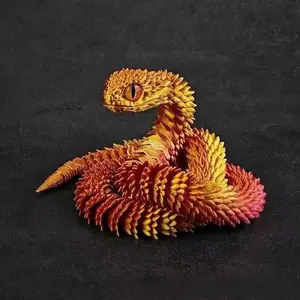Newest Viral 3D Printed Snake Viper Articulated All Joints Movable 3D Animal Night Light Model Gift for Collectibles Decor