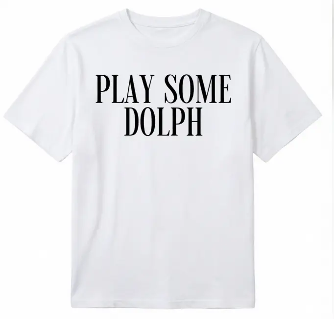 Women's "Play Some Dolph" Memphis Graphic T-Shirt - Comfy Soft Cotton Short-Sleeve Round Neck Minimalist Everyday Fit Casual Streetwear Piece