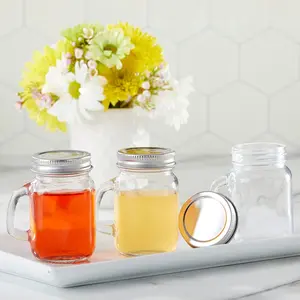 Kate Aspen 36PCS Small 4 oz. Glass Jars with Lids and Handles, Mini Mason Jars Mugs, Drinking Glass and DIY Favor Decor, Wide Mouth