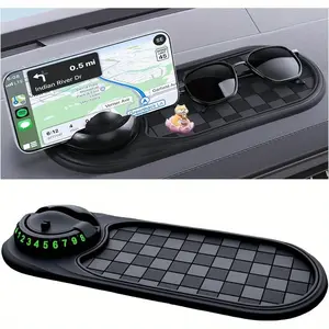Multifunctional Car Dashboard Anti-Slip Mat and Phone Holder with Adjustable Phone Holder, Grid Anti-Slip Surface, Fashionable Glasses Storage, Suitable for Cars, Trucks, SUVs, Car Accessories, Flexible Grip Arm, Simple Design, Durable Mat, Essential Item