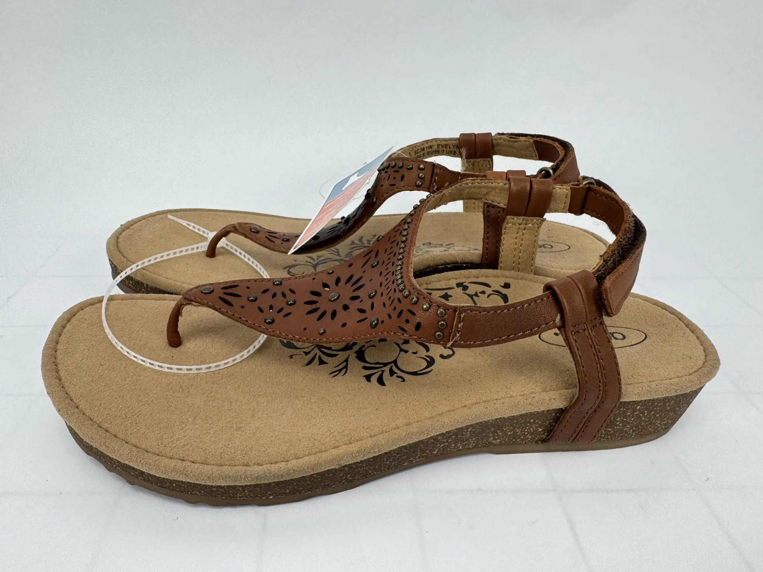 Women's Aetrex Evelyn SC241W Casual Sandals - Genuine Leather, Memory Foam, Aetrex Signature Arch Support, Advanced Anti-Microbial Technology, Brown, US 8.5