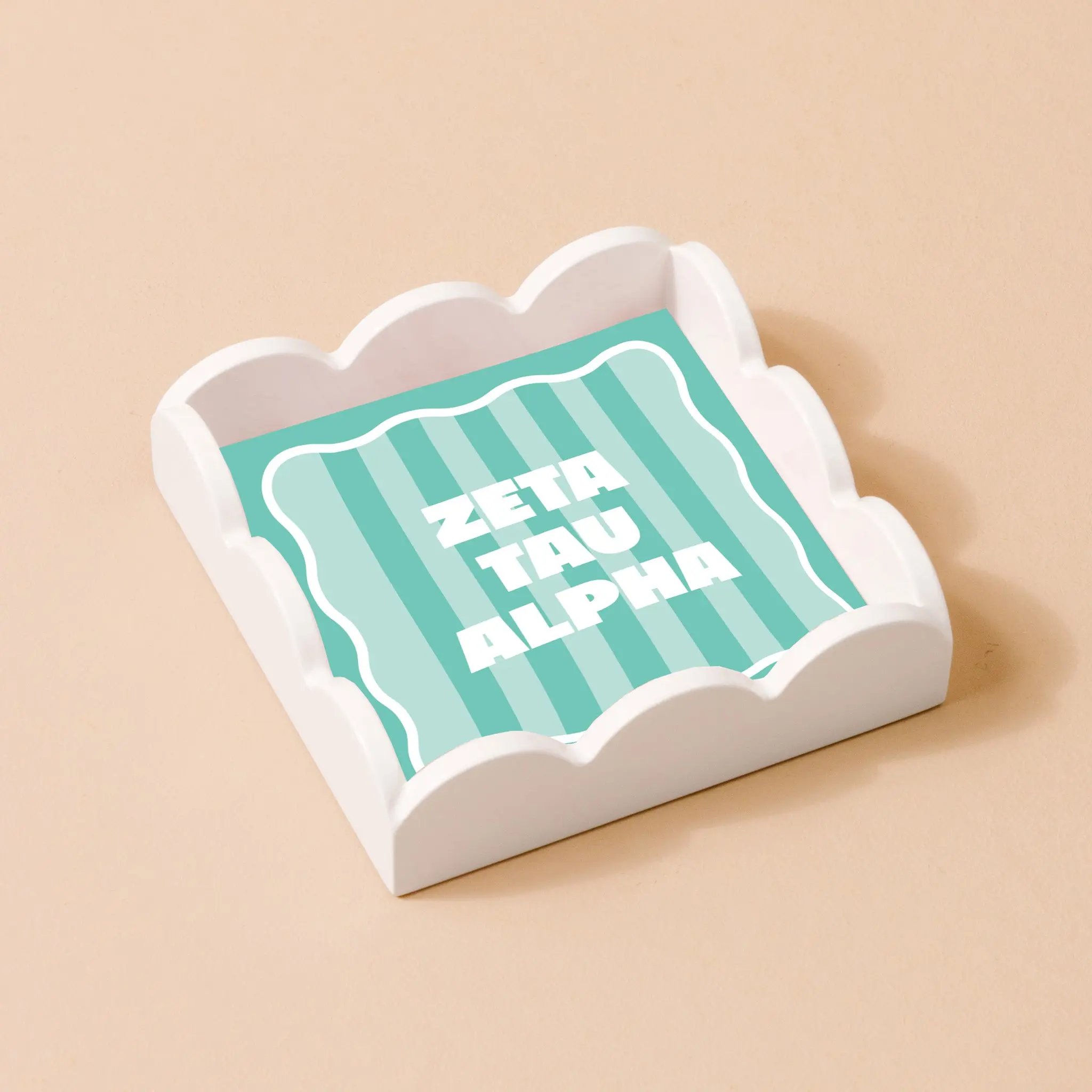 Zeta Tau Alpha Scallop Trinket Tray, Compact Tabletop Organiser for Bathroom Home Storage