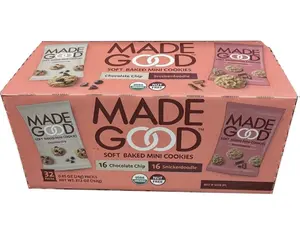 MadeGood Soft Baked Mini Cookies - 32 Packs, 16 Chocolate Chip & 16 Snickerdoodle, Vegan, Gluten-Free, USDA Organic, Nut-Free, Non-GMO, Allergy-Friendly Snacks