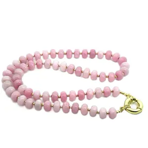 Beaded Lock Necklace - Blue Beads with Gold Lock Mechanism by The Product Name