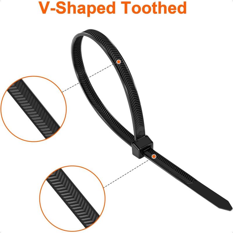 Zip Ties Heavy Duty 12 inch,V-Shaped Toothed Double Sided With 200 LBS Tensile Strength Cable Ties ,Extra Large Wire Ties Adjustable Nylon Tie Wraps for Indoor Outdoor (80 Pack Black)