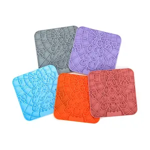 Lick Mat for Dogs & Cats 3 Pack with Suction Cups, Anxiety Relief, Busy Dog Toys, Peanut Butter Licking Pad, Boredom Reducer, Bathing Grooming