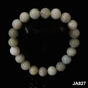 Natural Burmese Green Jade Jadeite Beaded Bracelet Elastic, Width 12 mm