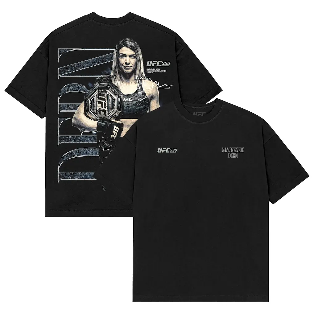 PEACHORA Men's Black Mackenzie Dern UFC 330 #AndStill Women's Strawweight Champion T-Shirt | Double Champion MMA Streetwear Shirt, Gift for Wrestling Fans, Retro Fight Night Streetwear, Unisex Retro MMA Fan Shirt, Gift for UFC Fans,  Made in USA.