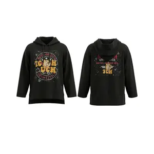 Goth Y2K Aesthetic: TCH - B Rhinestone Embellished Oversized Hoodie - TikTok Viral Style