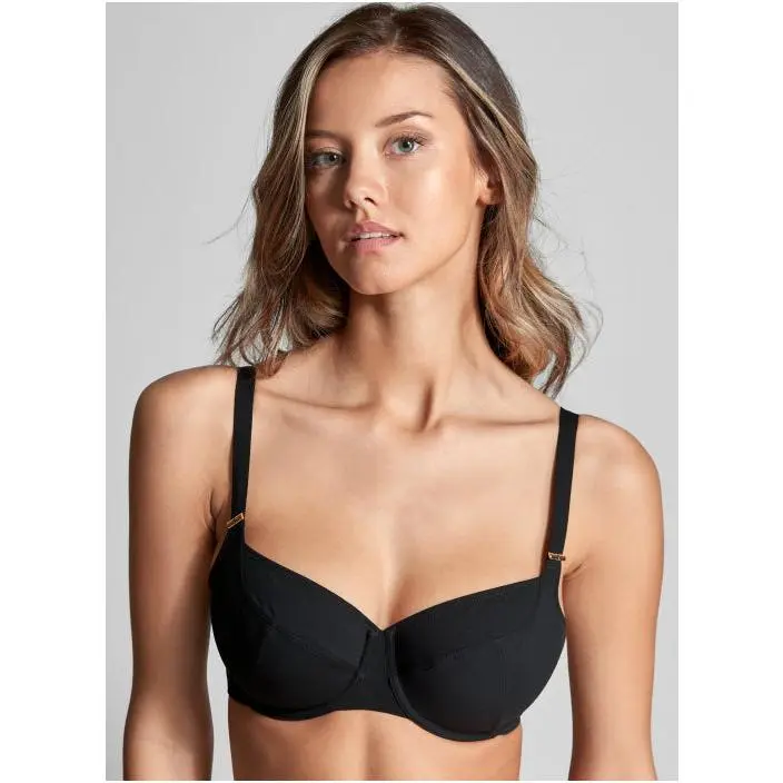 Empreinte Iconic Solid Bikini Top - Elastane Empreinte Swim Pieces with Adjustable Straps, Clean Neckline, Gold-Rimmed Inserts, Necessary Support, Cold Wash Compatibility (Sports & Outdoor Surfwear)