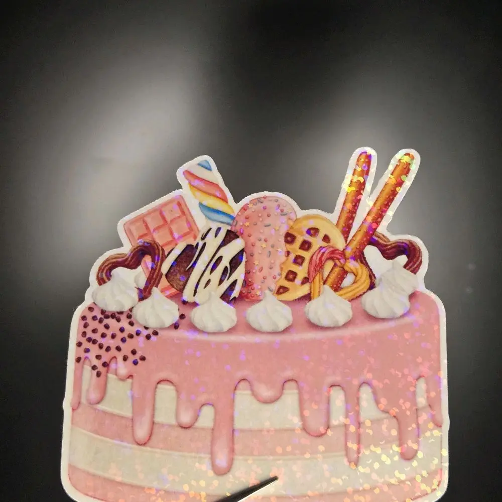 Fancy Cake Sticker - Colorful Dessert Design for Decorative Use