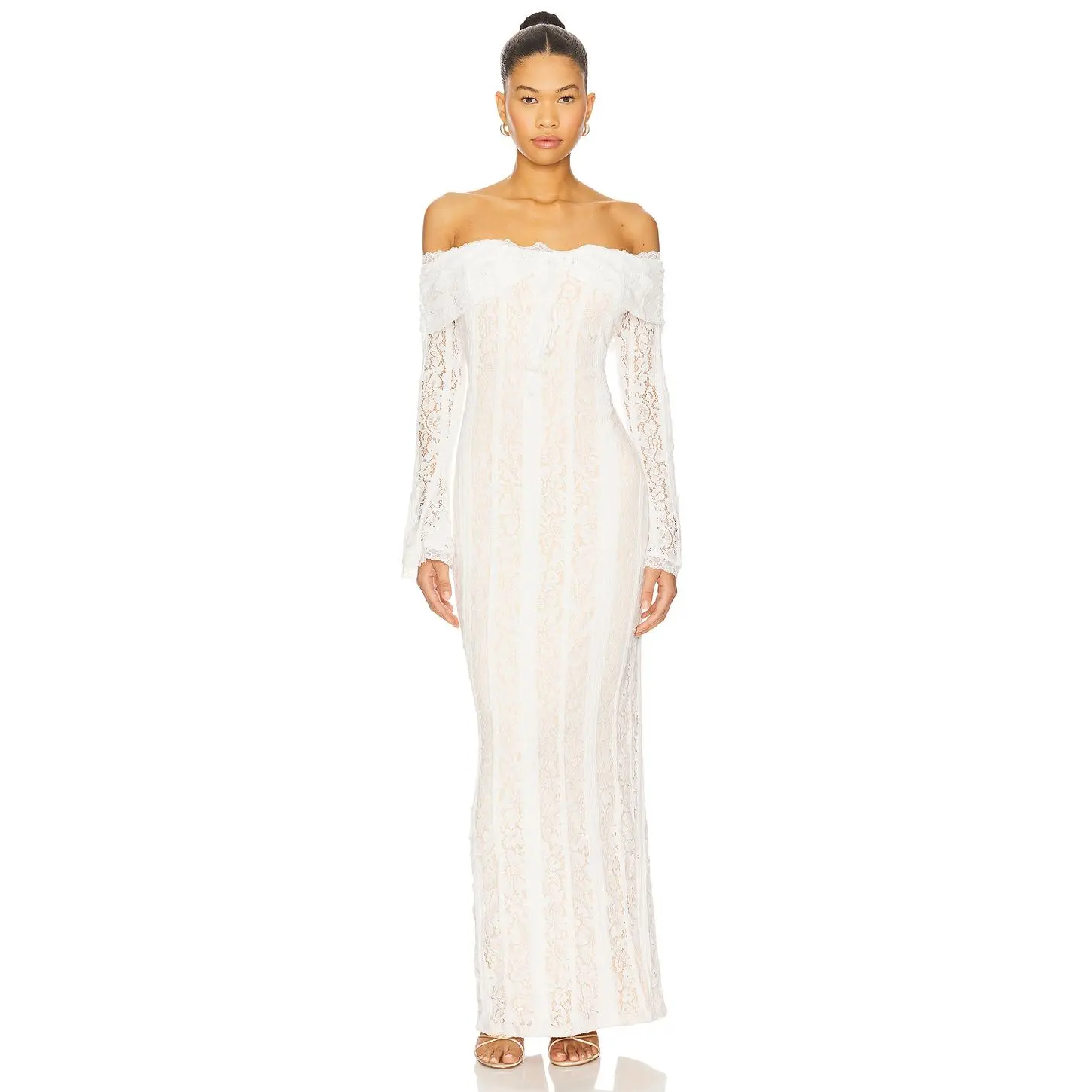 MORE TO COME Annabelle Off Shoulder Maxi in White