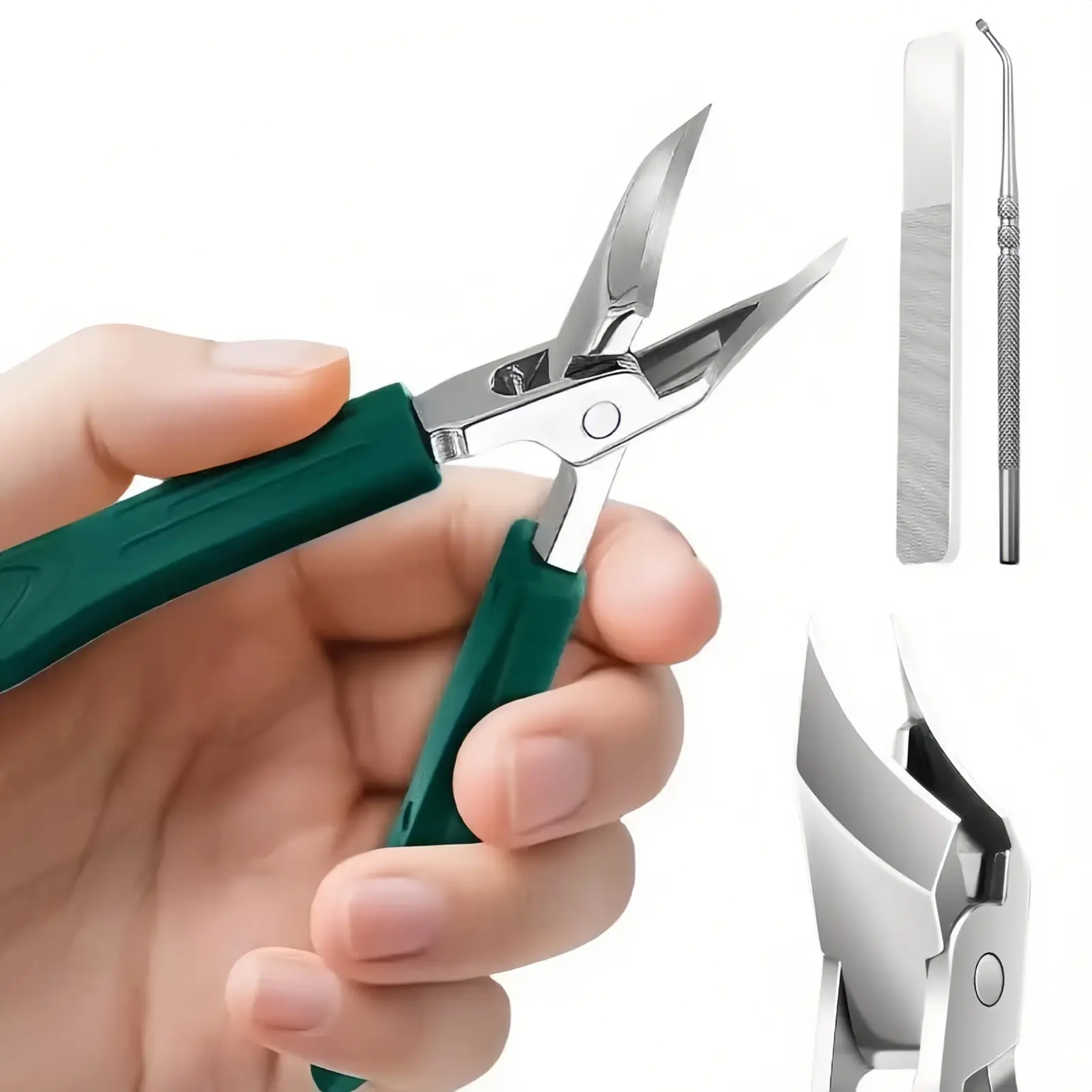 Stainless Steel Nail Clippers Set - 4-Piece Multiple Pieces Nail Care Manicure Kit with 4 Tools, Easy-Carry Travel Case for Home & Travel Use