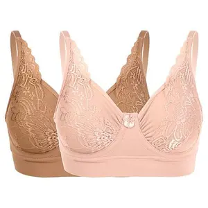 Rhonda Shear 2-pack Butterknit No Wire Underwire Bra with Lace