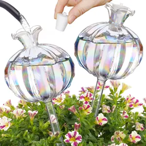 NiHome Large Plant Watering Globes 2-Pack Iridescent Glass Cactus with Approx. 7.1oz Water Capacity, Self Watering System, 4.7oz Glass Waterer
