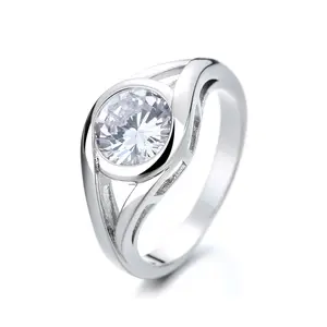 Sterling Silver Bezel Engagement Ring With Crystals from Swarovski