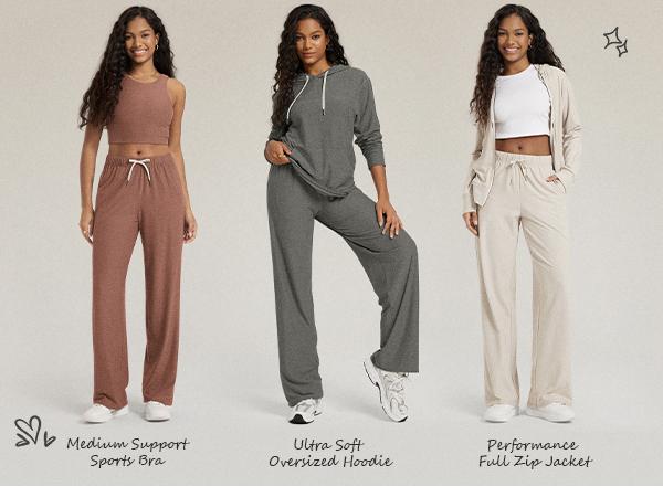 ODODOS Women's Straight Leg Pants Ultra Soft odSTRATUM Tech Relaxed Casual Pajama Lounge Pants with Pockets-29/31 Inseam