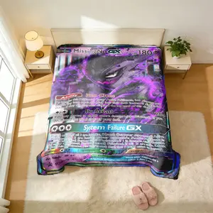 Pokémon MissingNo. GX Card Throw Blanket (Glitch Art Design) - MissingNo. GX Card Motif Prints, Skin-Friendly & Machine Washable, High-Grade Plush & Double Warmth, Multi-Scene Use, Perfect Gift for Pokémon Fans | Game Merchandise Collectible