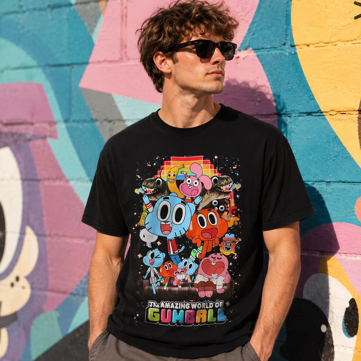 The Amazing World Of Gumball Group Graphic Tee | Vintage Cartoon T-Shirt | Funny Animated Series Unisex Cotton Shirt | Y2K Retro Streetwear | Cartoon Fan Gift
