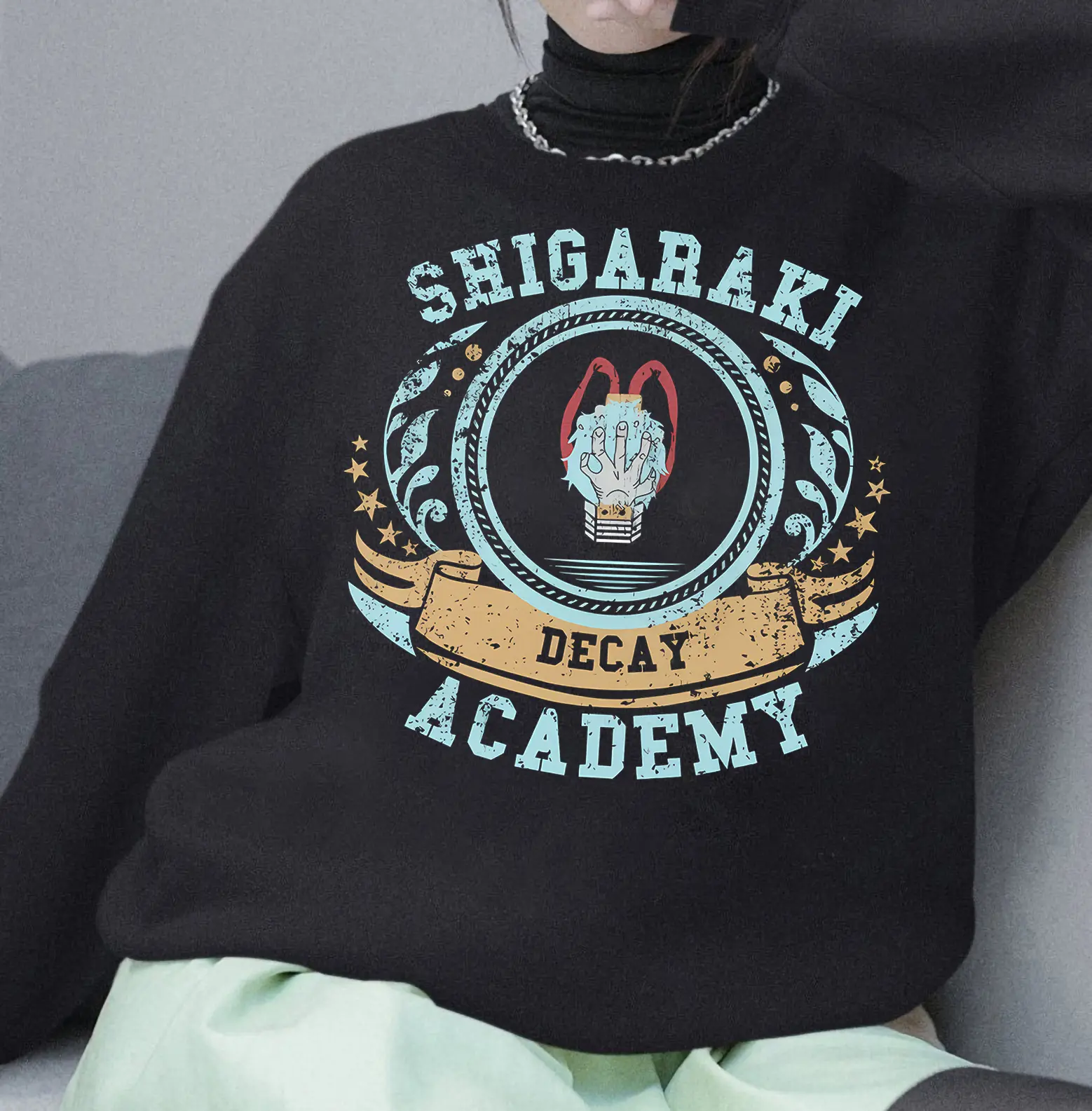 My Hero Academia Shigaraki Decay Academy Sweatshirt, Vintage Anime Streetwear