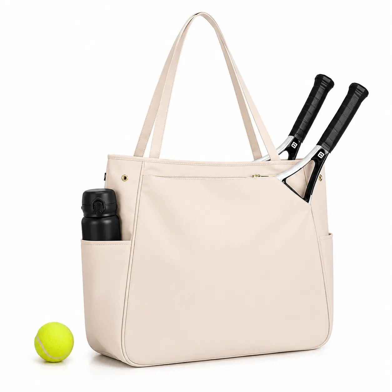 Women's Sporty Chic Tote Bag, Water Repellent Lightweight Design with Racket Slot & 15" Laptop Compartment for Tennis, Pickleball, Outdoor Sport & Daily Travel, Badminton