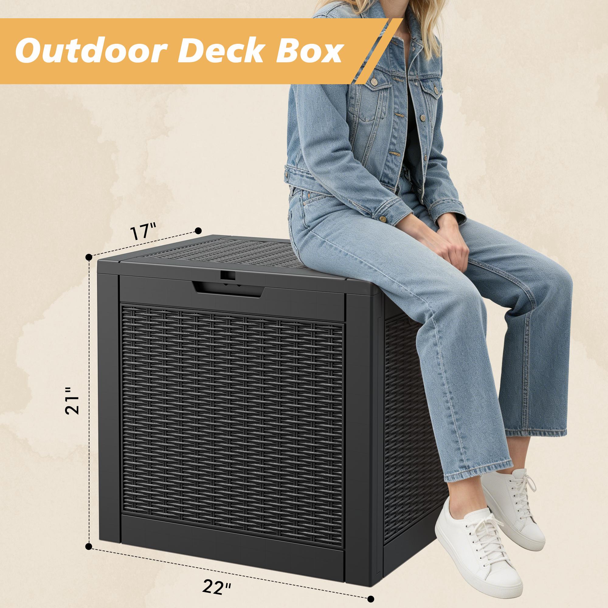 RIWENGO 31 Gallon Outdoor Storage Box Large Resin Storage Cabinet for Gardening Tools Patio Pillow Lockable Waterproof UV Resistant