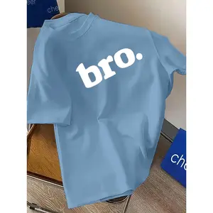 Kids' Casual Crew Neck T-Shirt, 100% Polyester Knitted Fabric, Slight Stretch, Regular Fit, Summer Alphabet Short Sleeve Top for Boys