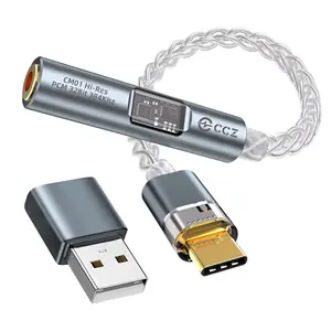 USB C to 3.5mm Audio Adapter with Dual Chip Hi-Res 32bit/384KHz DAC& 24bit/96KHz ADC Dongle  Cord,USB C to Aux Dongle HiFi Headphone Jack Adapter with USB A Converter for Type C Devices (Blue)