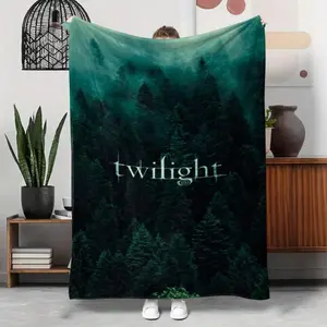 Twilight Saga Inspired Plush Throw Blanket - Soft Lightweight All-Season Cozy Flannel Bedspread With Twilight Logo & Forest Design, Twilights Logo-280gsm