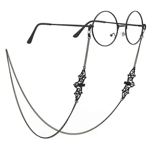 Eyeglasses Strap with Bat Beads, Hollow Link Chain Neck Band Holder for Glasses & Sunglasses