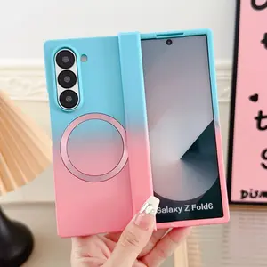 Premium Gradient Color Magnetic Case for Samsung Galaxy Z Fold6/5/4/3, Supports Wireless Charging, Luxury Protective Foldable Phone Cover, Accessories, Protector