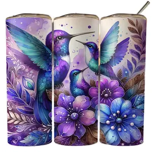 Hummingbird mom and baby Drinkware Water Bottles Portable 20 oz stainless steel double insulated tumbler